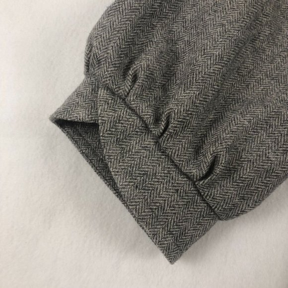 Halogen Women's Size Medium Grey Wool Blend Cropped 2 Button Herringbone Jacket - Picture 3 of 9